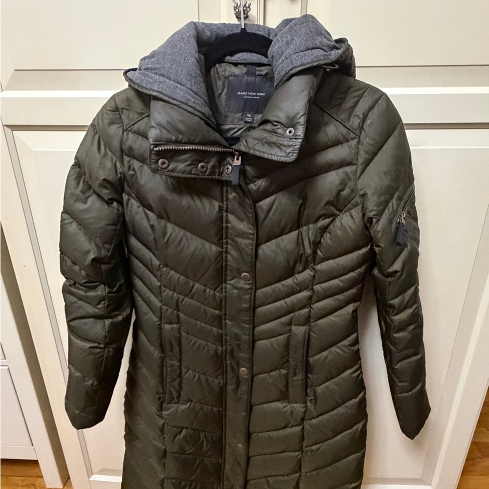 Marc New York Olive Puffer Coat with Hood